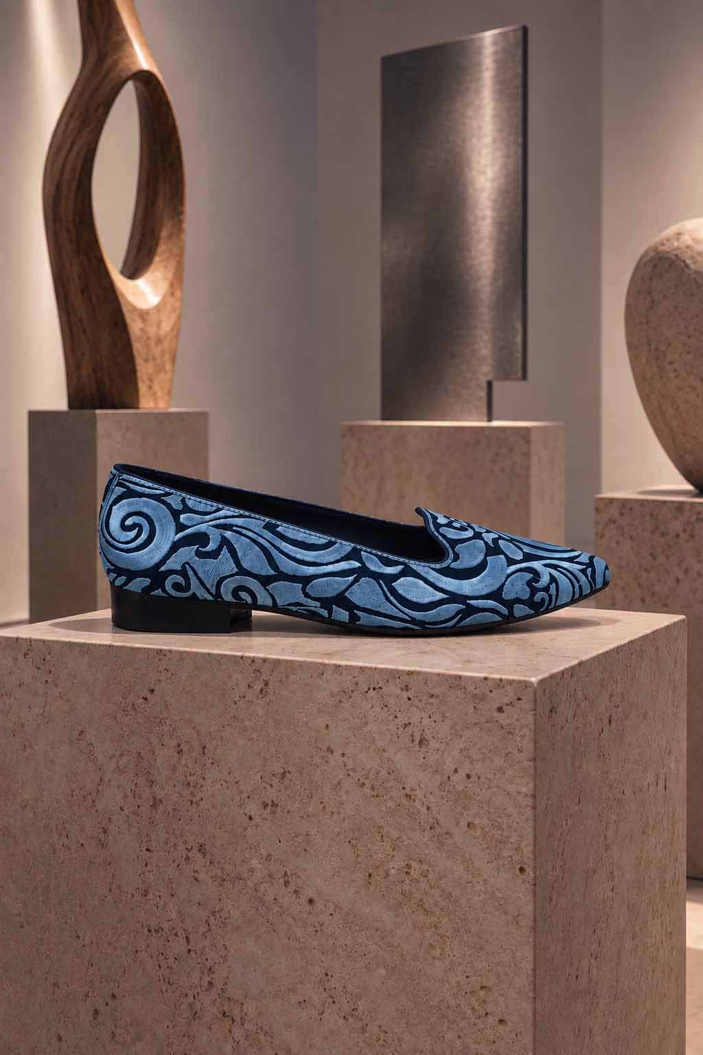 Milán Azul | Slipper bordado