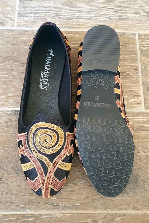 dalmatanes-galaxia-marron-bailarinas-slipper-mujer-zapatos dalmatán